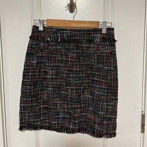 H&M multicolor on black tweed mini skirt, size 8 (medium)